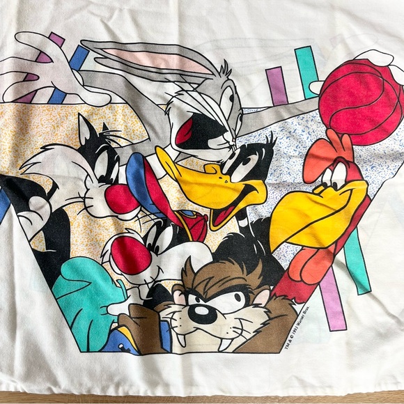 Vintage Warner Brothers Looney Toons Pillowcase Bugs Bunny Sylvester Cat Single - Picture 3 of 7